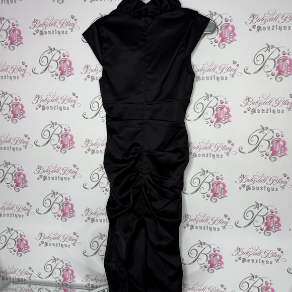 BA nites dress ruffle neckline cinching sexy bodycon tight fitting flattering - Picture 3 of 12